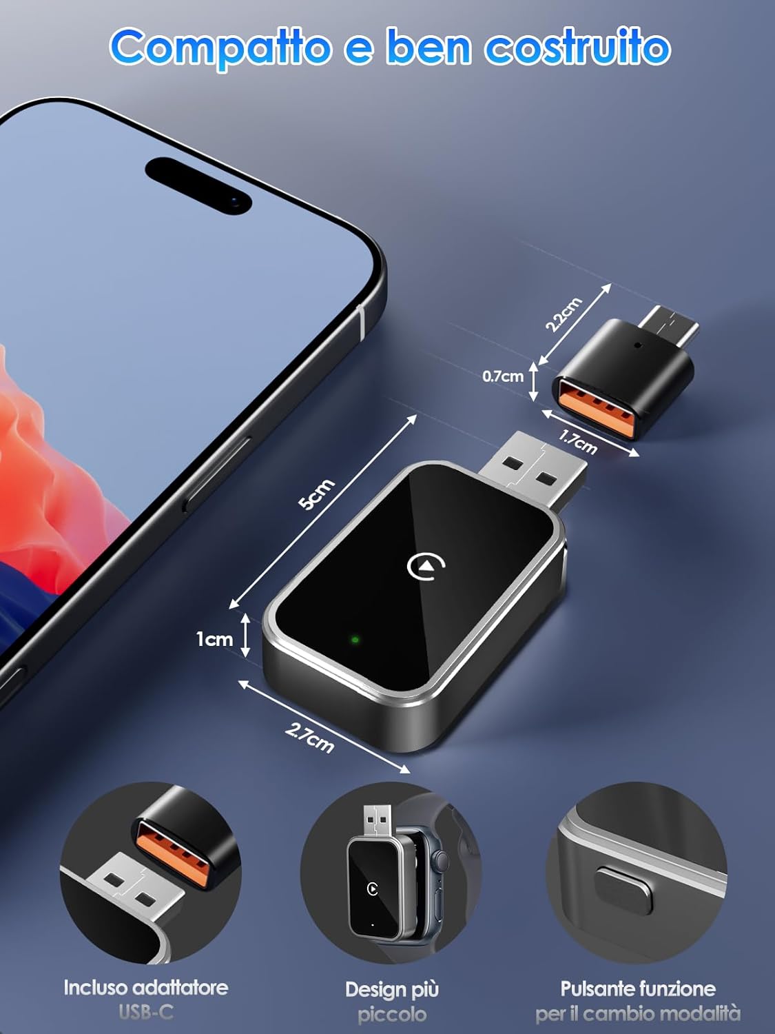 Adattatore Wireless per CarPlay - Upgrade 2025 - immagine 6