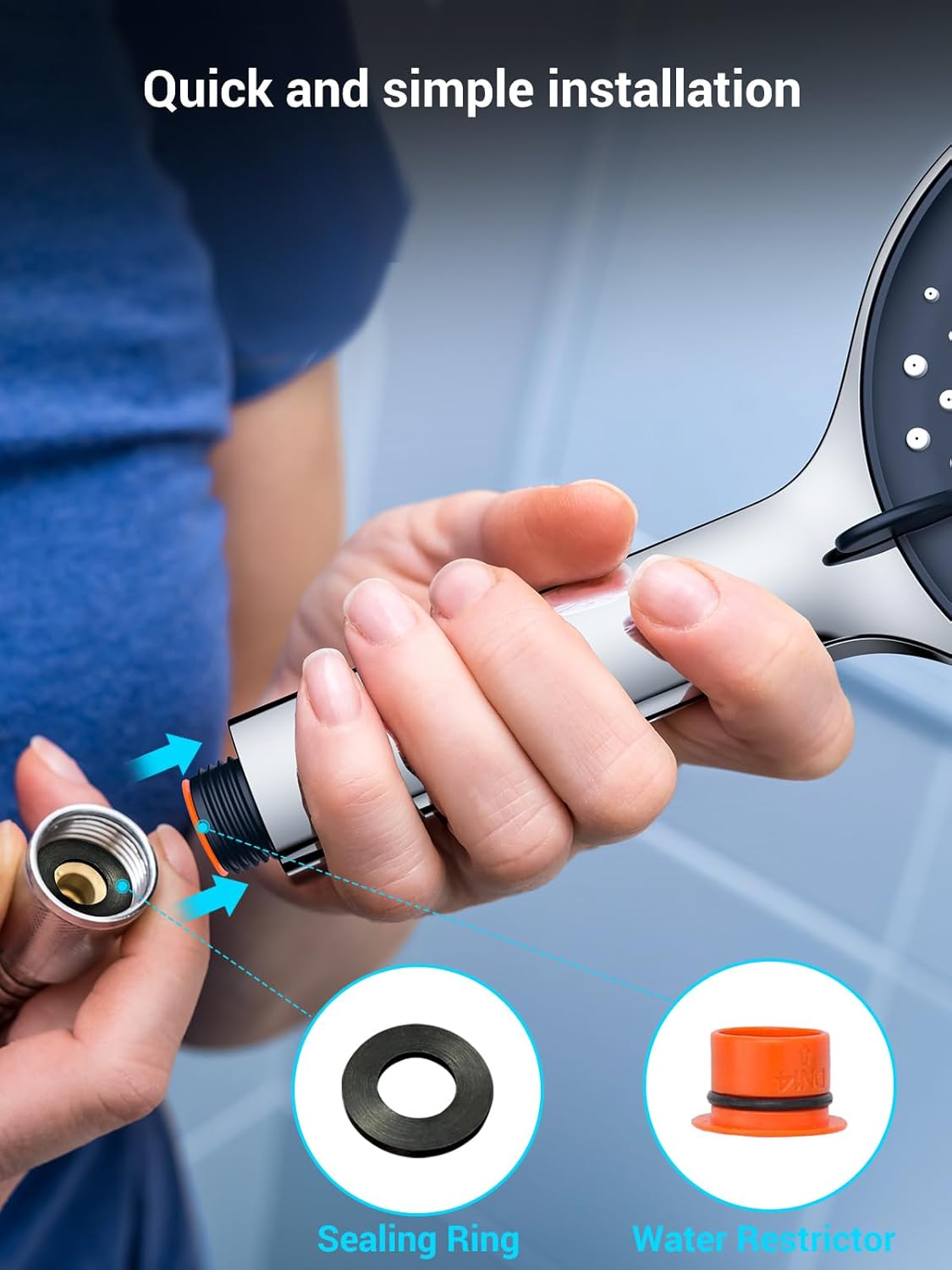 Yeaupe Soffione Doccia Anticalcare 130mm Cromato - immagine 6