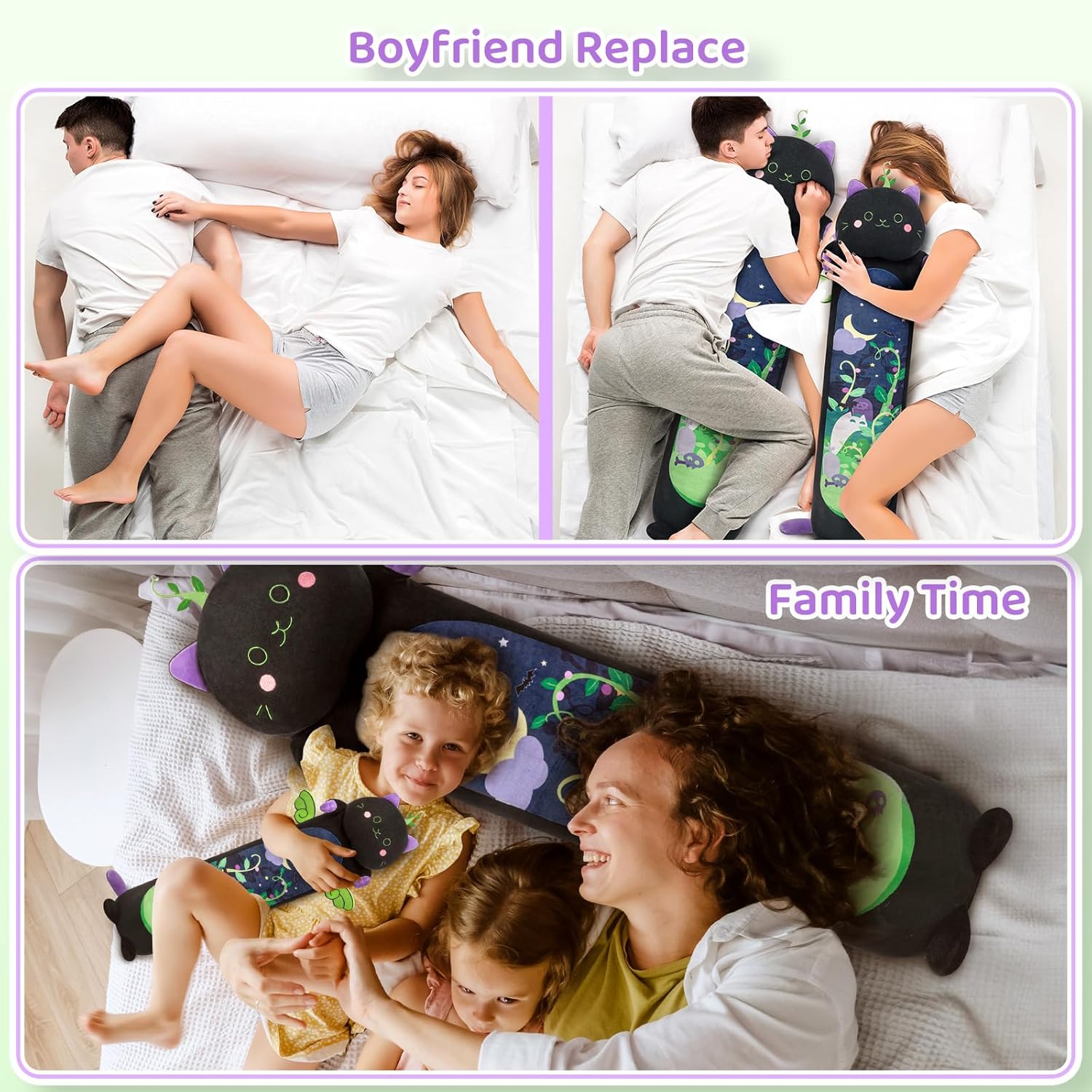 Mewaii Peluche Cuscino Lungo Gatto 110CM per Bambina - immagine 4