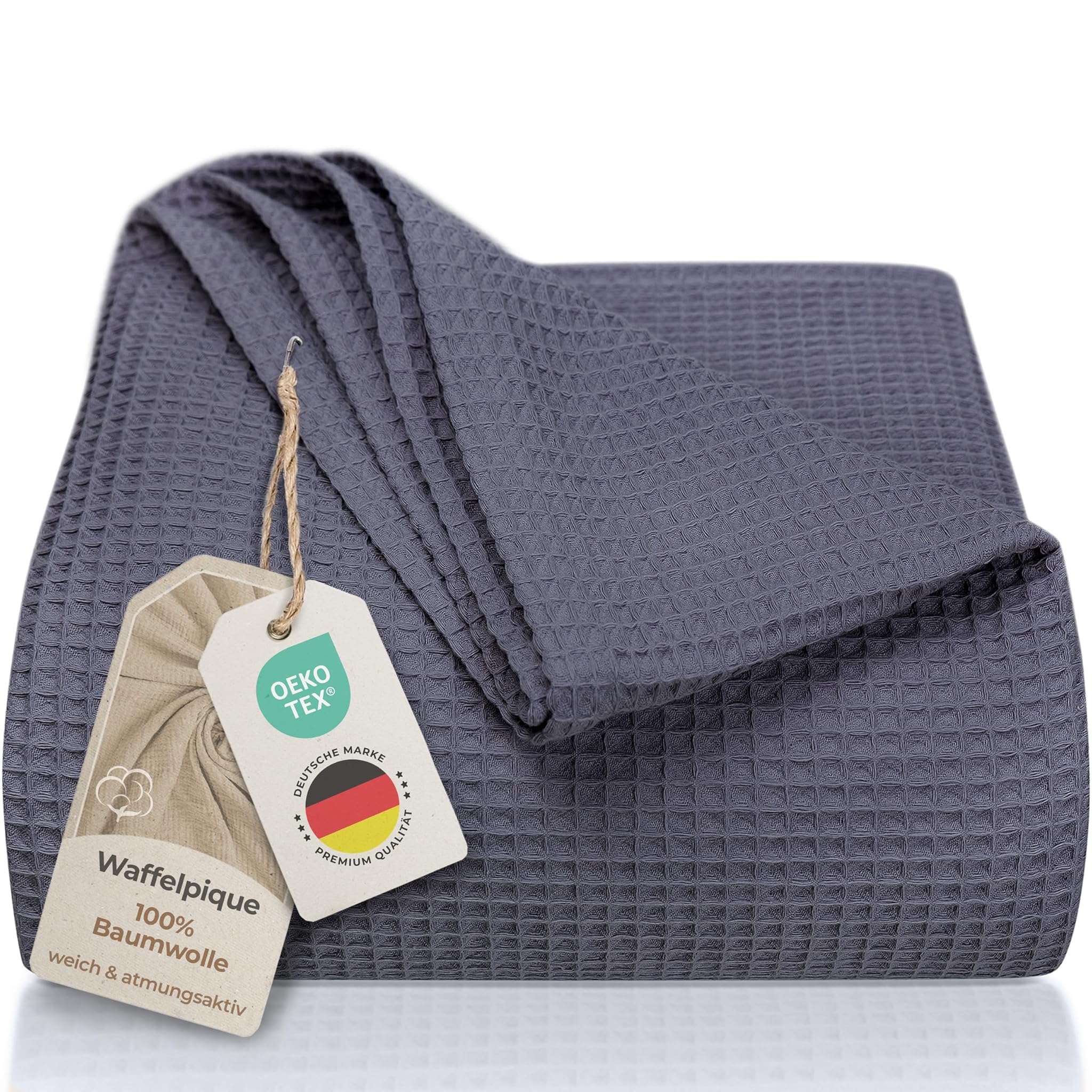 Laynenburg Copriletto 180x220cm Waffle Pique 100% Cotone, Antracite