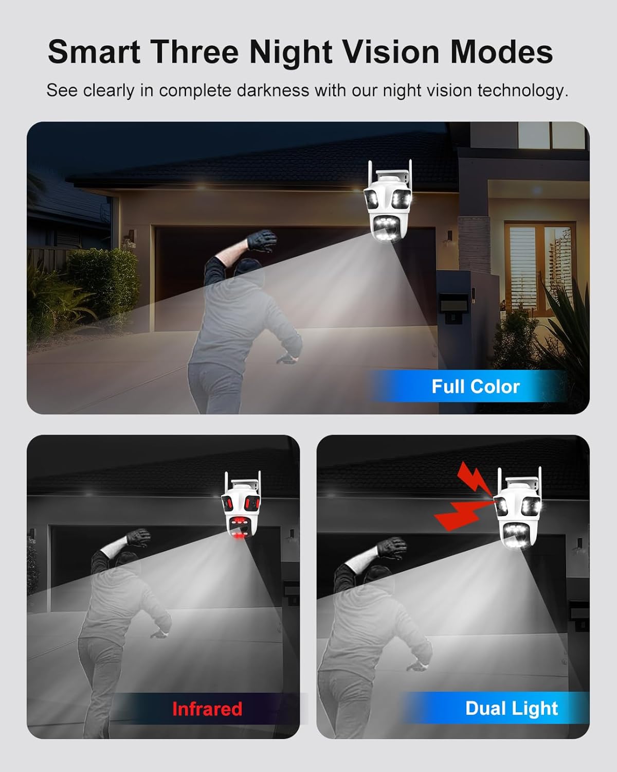 Telecamera Sicurezza Wireless 9MP Tripla Lente 360° - immagine 5