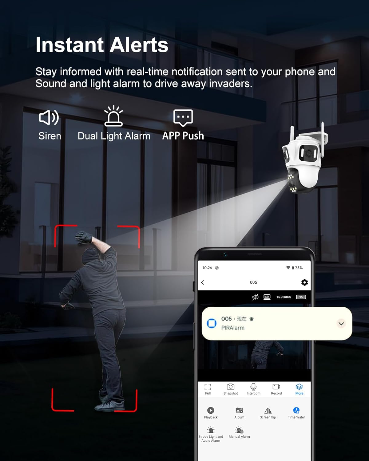 Telecamera Sicurezza Wireless 9MP Tripla Lente 360° - immagine 6