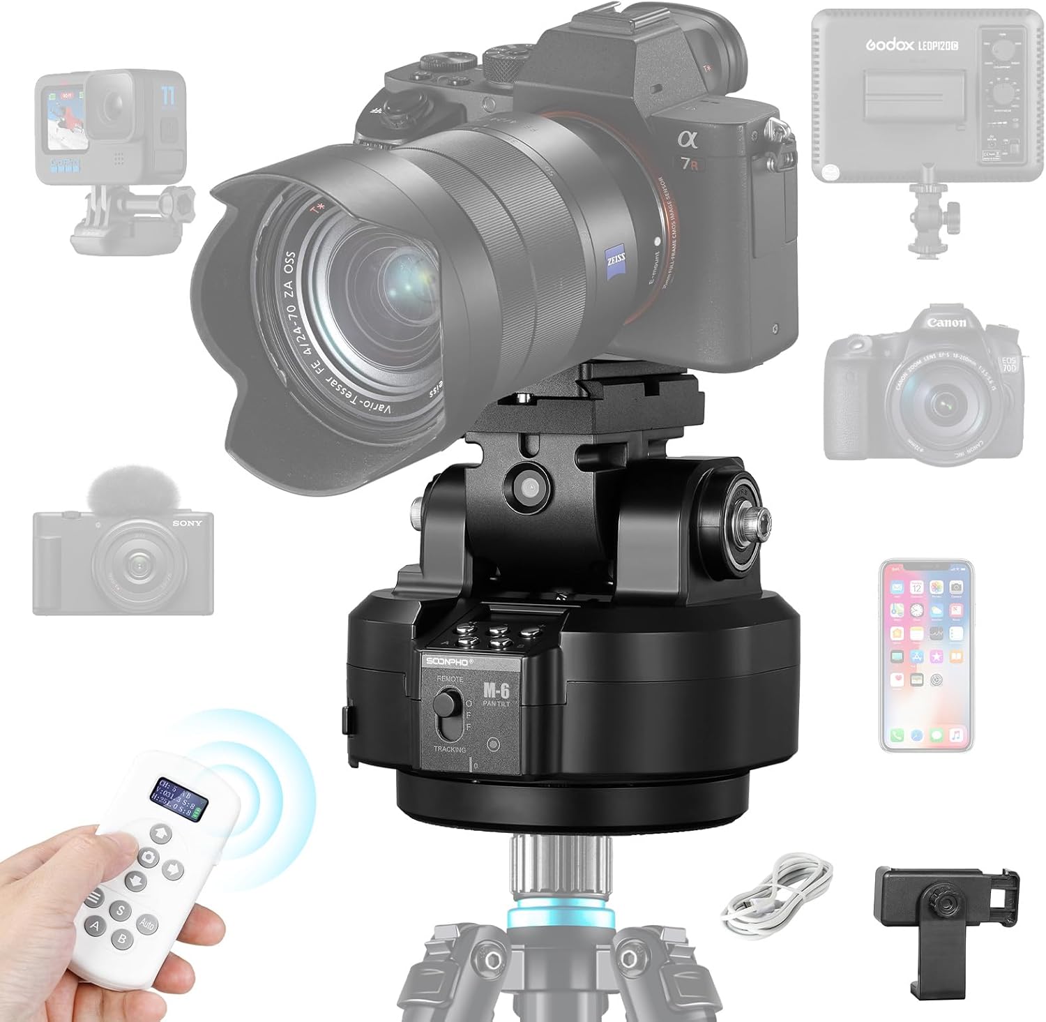 Soonpho M6 Testa Motorizzata 360° con AI Face Tracking - immagine 1