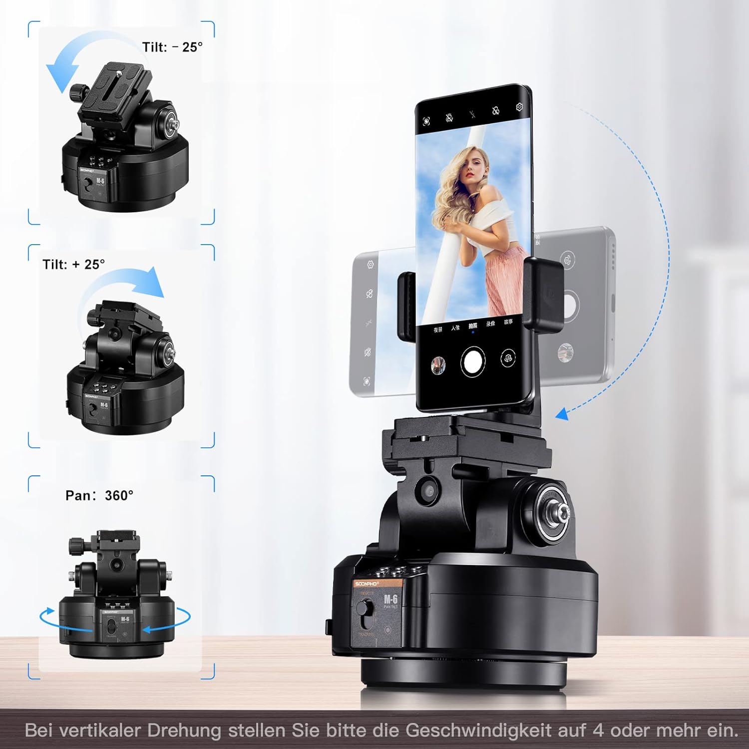 Soonpho M6 Testa Motorizzata 360° con AI Face Tracking - immagine 2