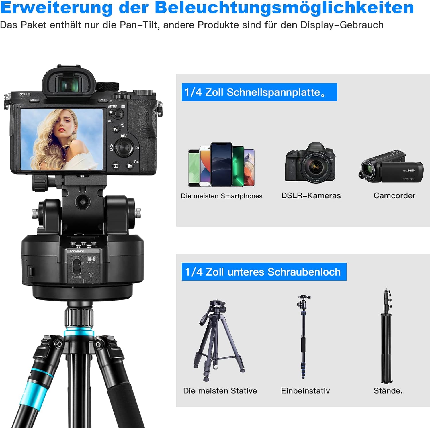 Soonpho M6 Testa Motorizzata 360° con AI Face Tracking - immagine 7