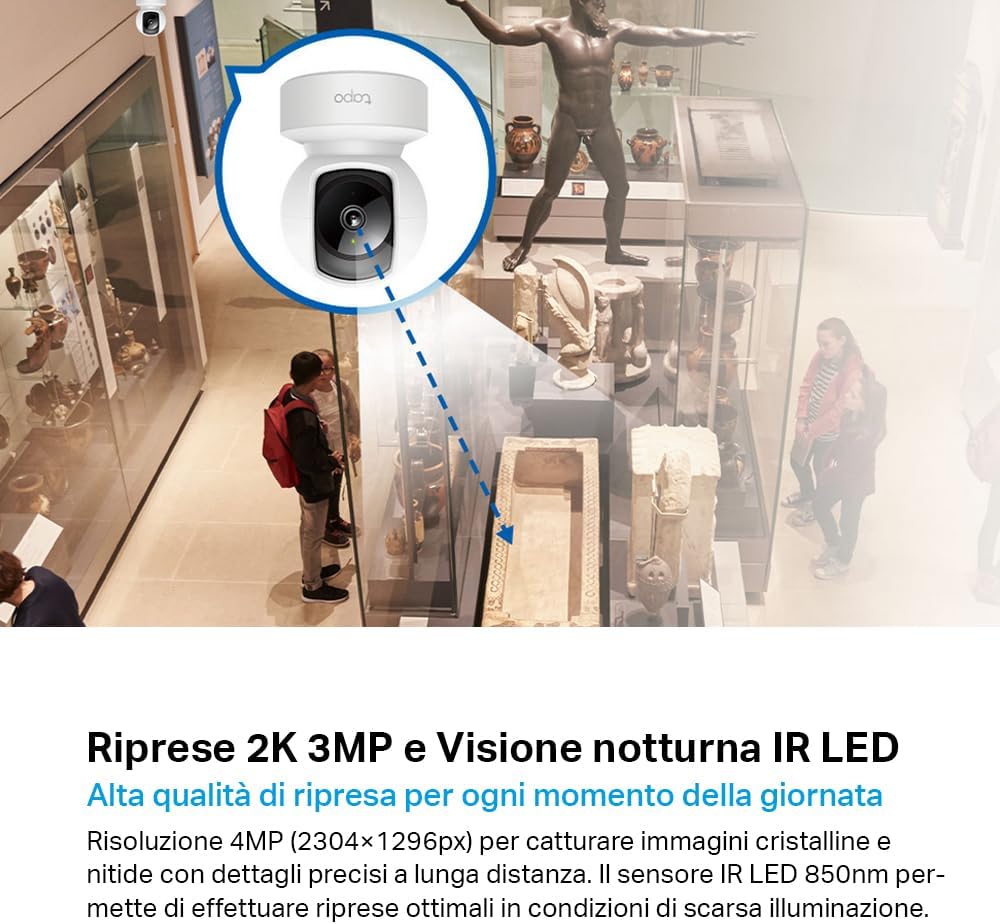Tapo C212 Telecamera WiFi Interno 2K 3MP 360º - immagine 4