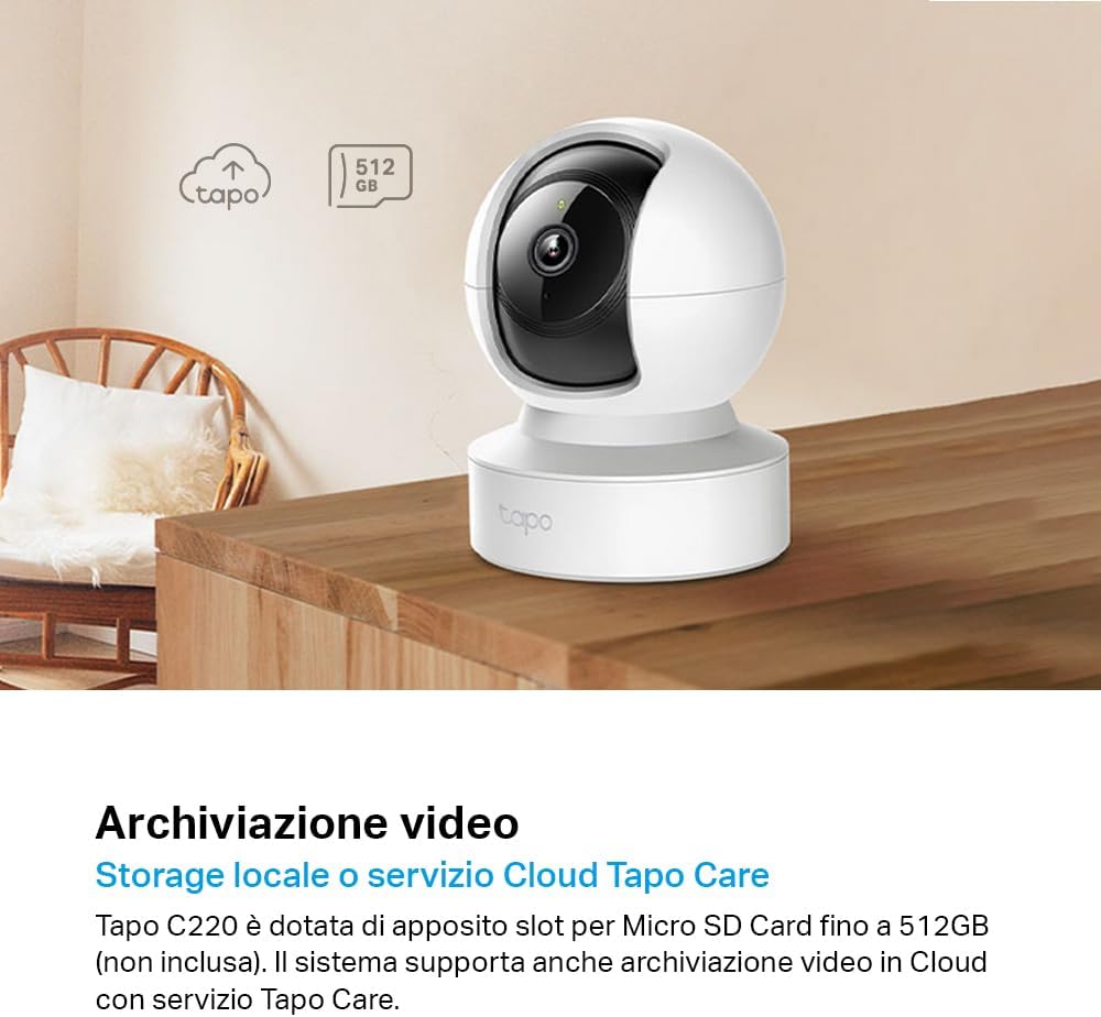 Tapo C212 Telecamera WiFi Interno 2K 3MP 360º - immagine 6