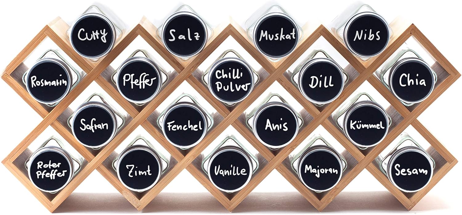 Hanseküche Portaspezie in Legno FSC® con 18 Barattoli - immagine 1