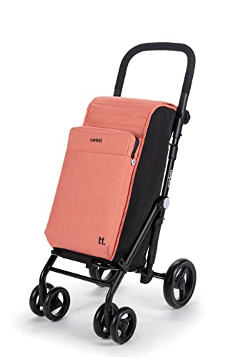 Carlett - Carrello della Spesa Pieghevole 4 Ruote, Salmone