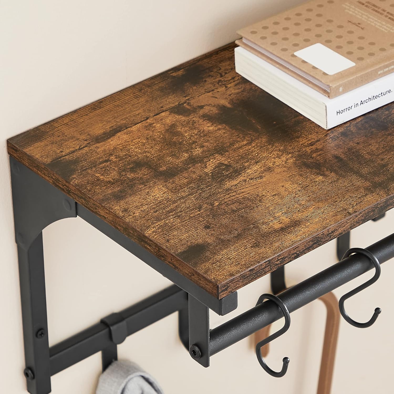 Vasagle Appendiabiti da Parete con 8 Ganci e Mensola - immagine 7