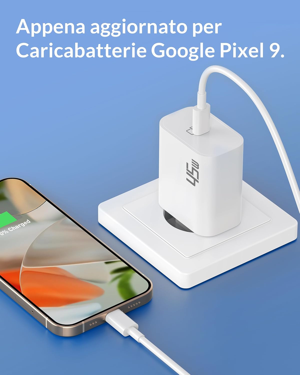 Caricatore GaN USB C 45W con Cavo 2M - immagine 4