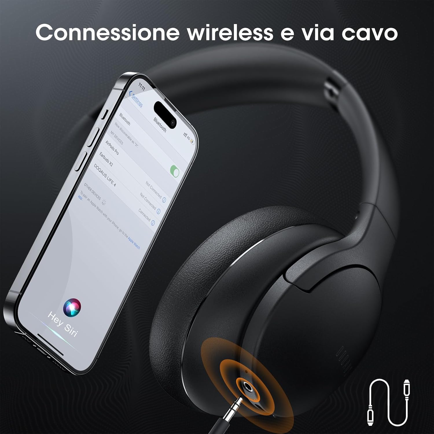 Doqaus Cuffie Wireless Bluetooth 5.3 - 90 Ore, Stereo HiFi - immagine 6