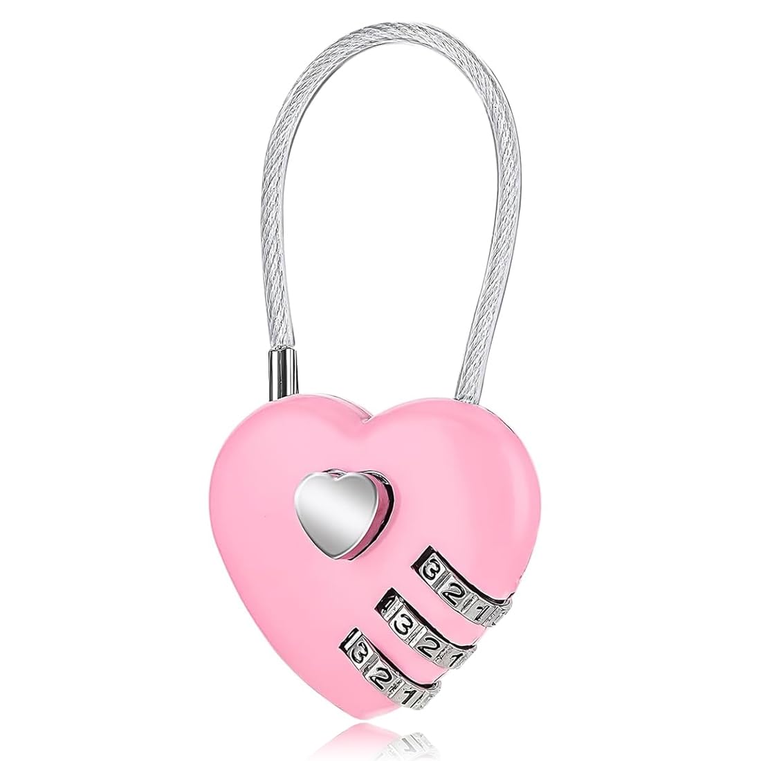 Lucchetto Combinazione 3 Cifre per Palestra - 1 Pezzo Cuore Rosa