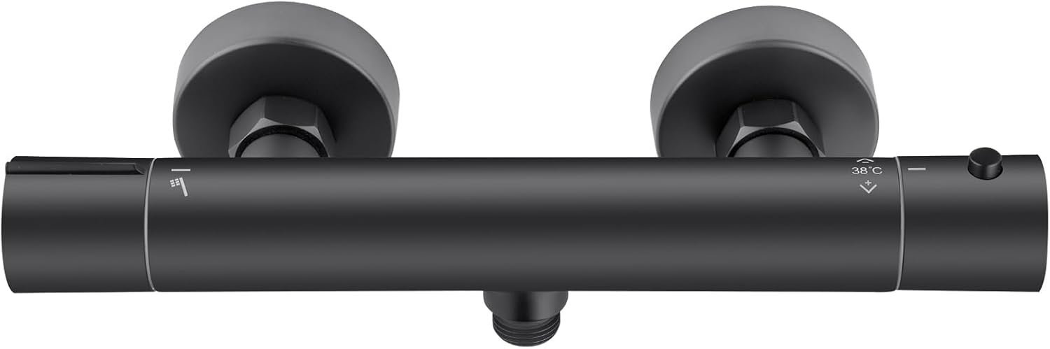 Auralum Miscelatore Doccia Termostatico 38°, Nero - immagine 1