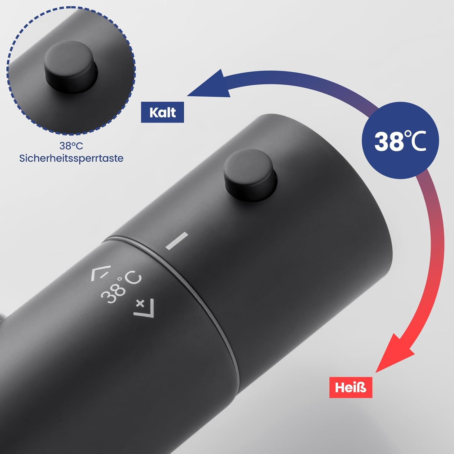 Auralum Miscelatore Doccia Termostatico 38°, Nero - immagine 6