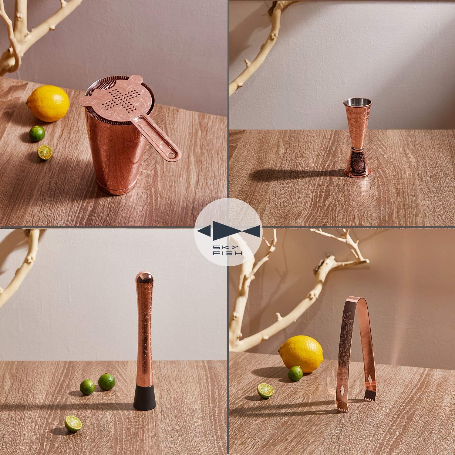 Sky Fish Set Shaker Cocktail in Rame Inciso - immagine 4