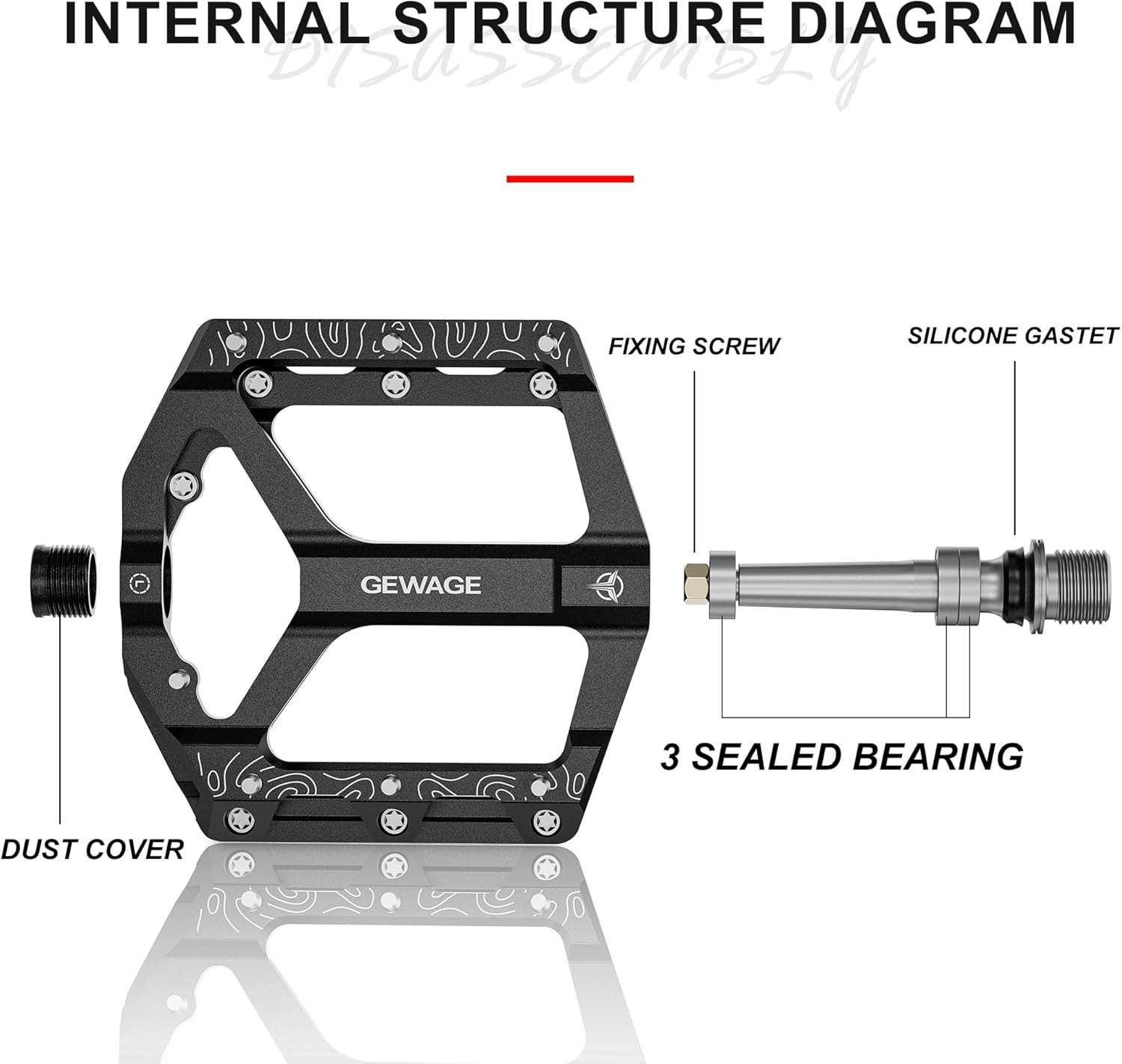 Gewage Pedali MTB Flat in Lega di Alluminio CNC - immagine 3