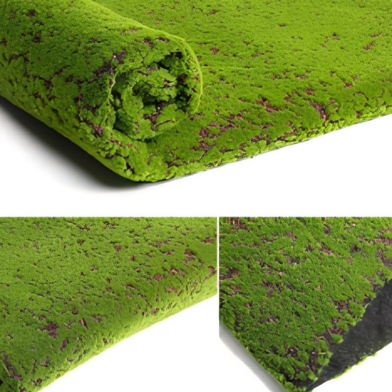 Tappeto di Muschio Artificiale Muschio, Tappeto Erboso Finto Piante Verdi Decorative Muschio Erba 100 cm × 100 cm Pianta Verde Prato Ornamento in Miniatura per Casa Giardino Patio Decor
