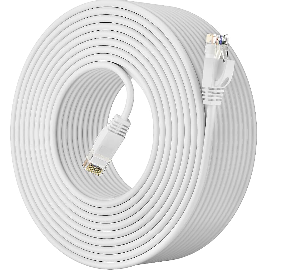 Soibke Cavo Ethernet 25 Metri, Cat 6 Cavo LAN 25mt Alta Velocità Cavo di Rete Bianco - Gigabit 1Gbps 23AWG RJ45 Filo Ethernet 25m Interno Cavo Internet per Router Modem
