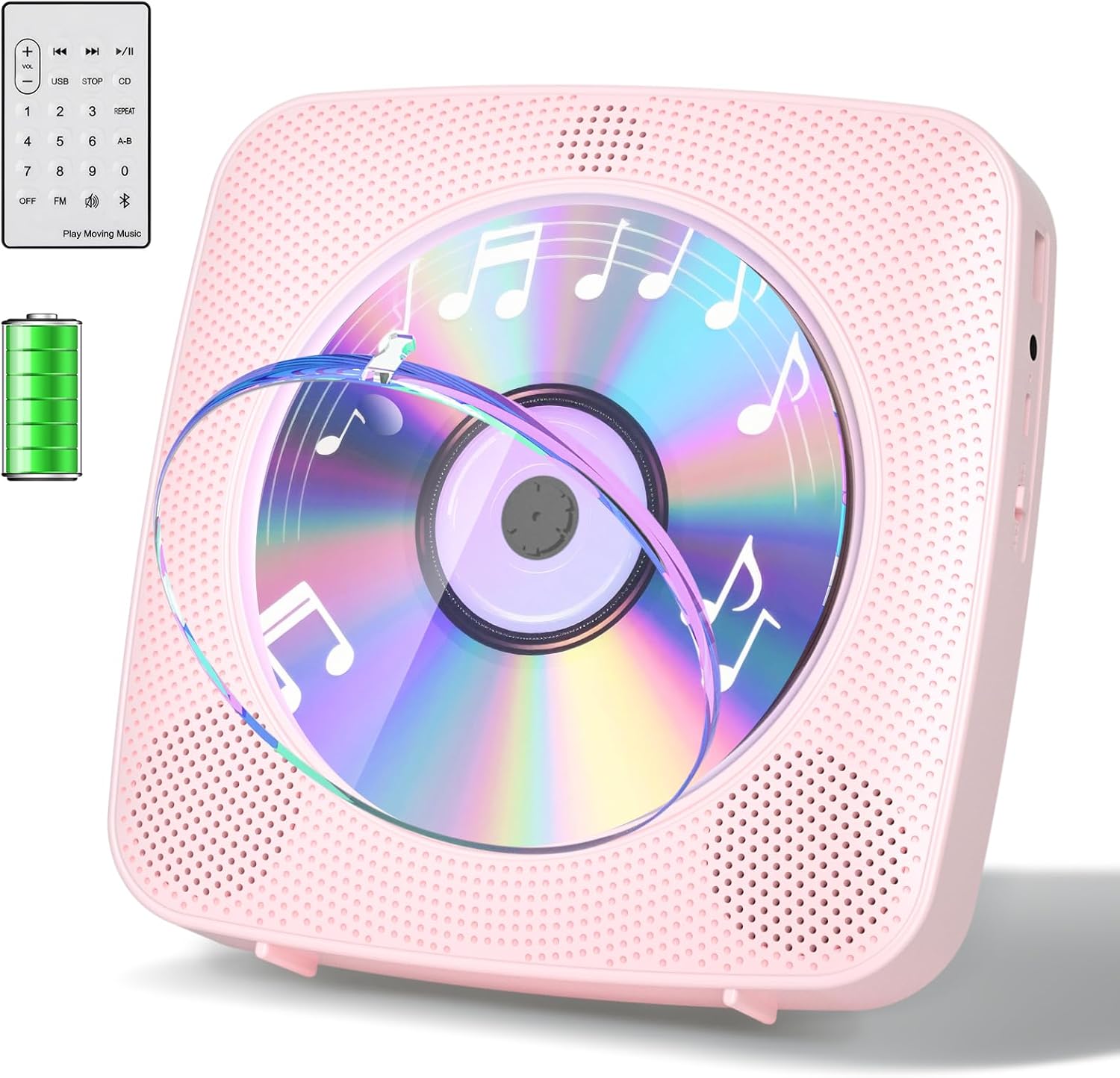 Gueray Lettore CD Portatile Bluetooth 1800mAh, Rosa - immagine 1
