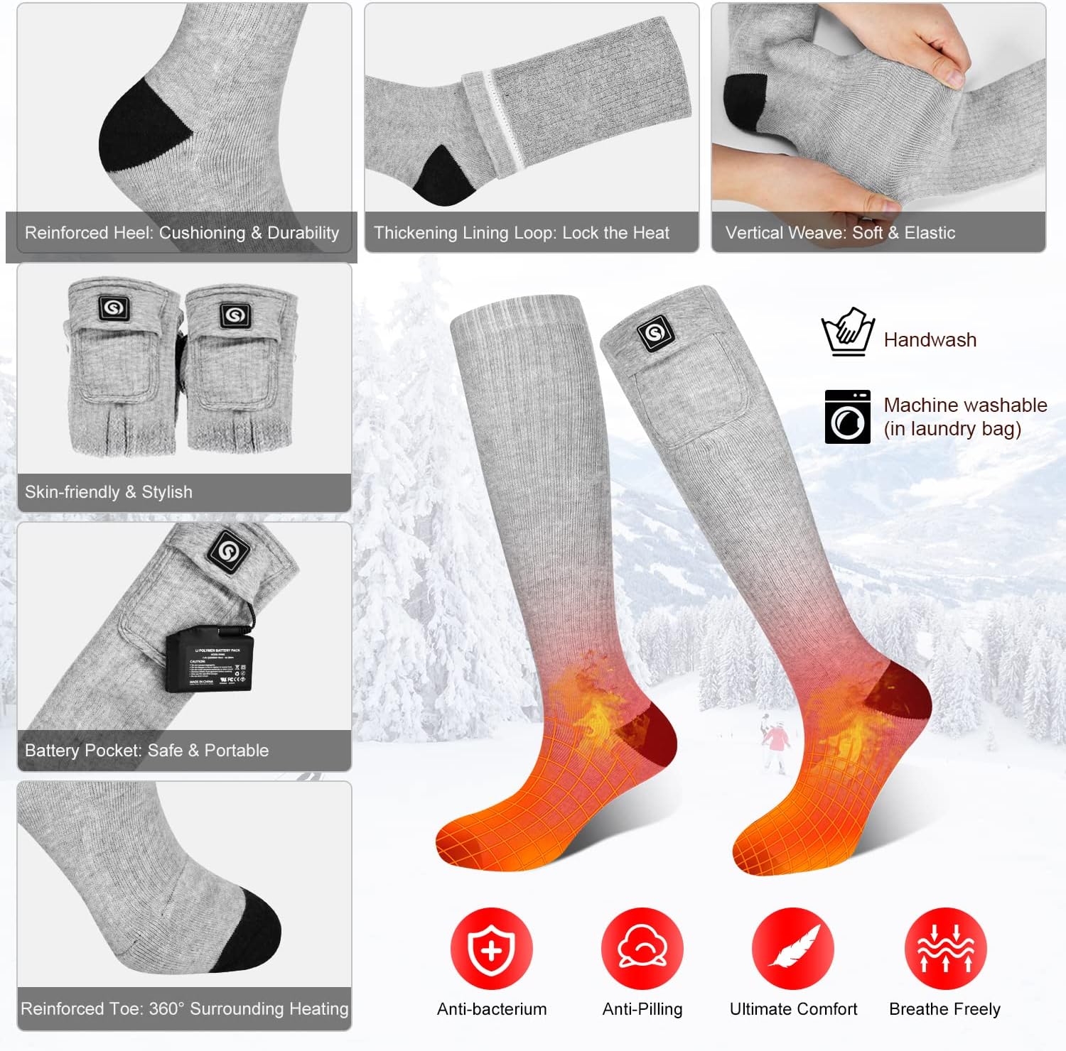 Calzini Riscaldati Elettrici Ricaricabili - immagine 4