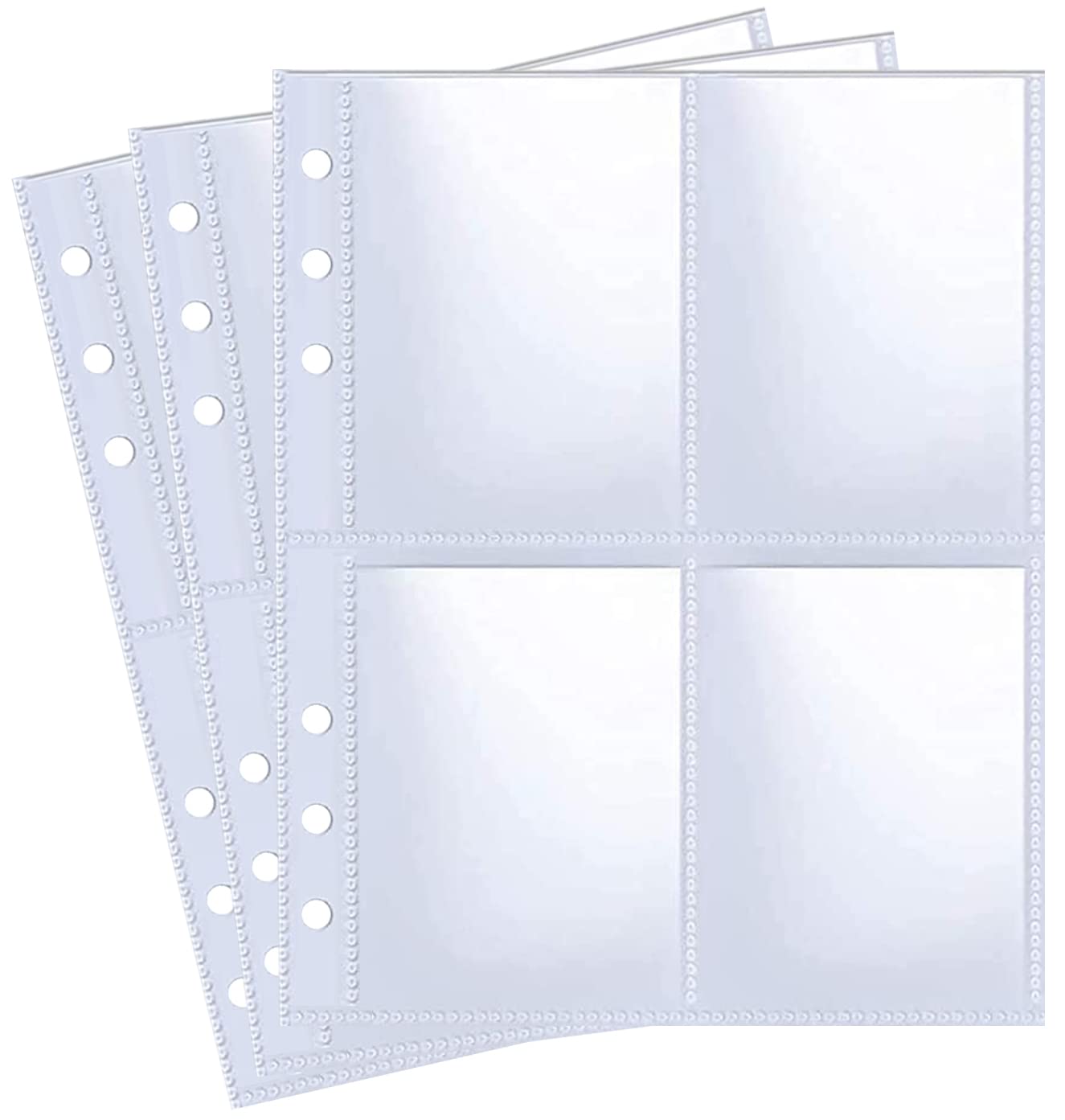 30 Pack 240 Tasche 2,5x3,5" Fototessere per Raccoglitore A5 6 Anelli, K-pop Fototessere,Pagine fotografiche bifacciali a 4 tasche,Protezione per fogli di caricamento superiore per carte collezionabili