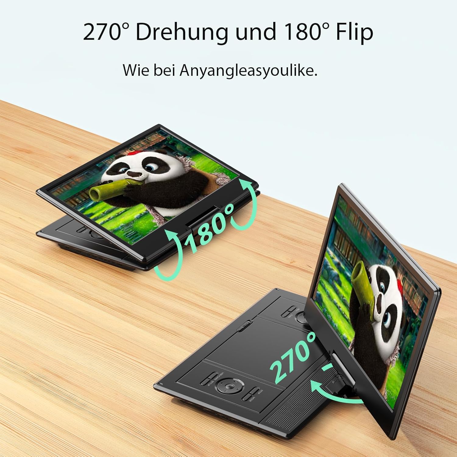 Yoton Lettore DVD Portatile 16.9" HD 14.1" Girevole - immagine 2