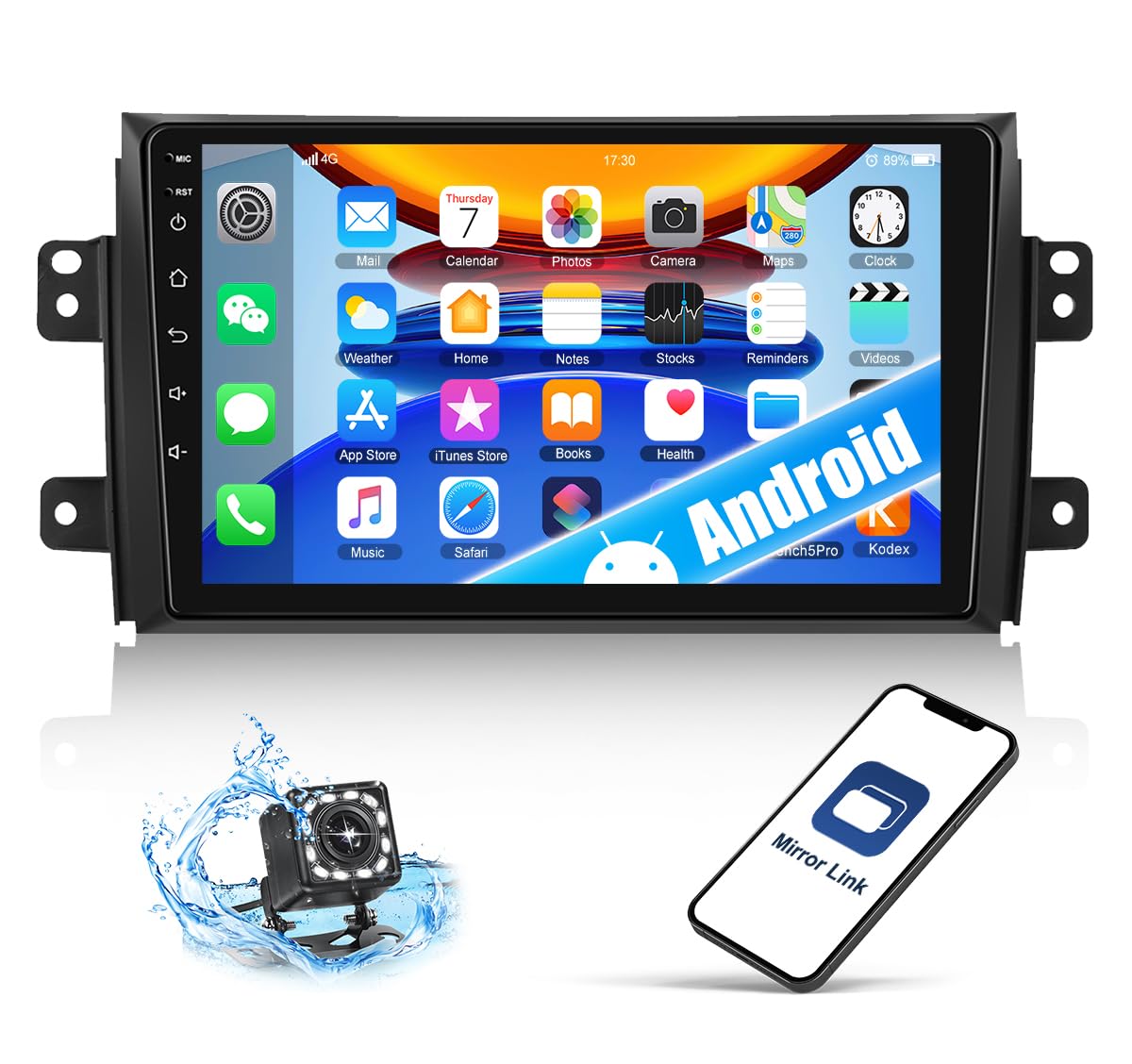 Camecho Autoradio Android 13 9" per Suzuki SX4/Fiat Sedici