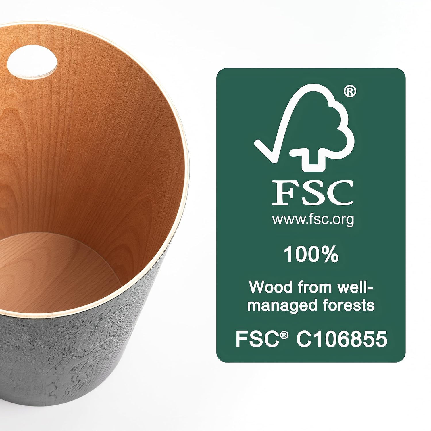 Kazai.® Cestino da Ufficio Design 'Bennet', Nero - immagine 3