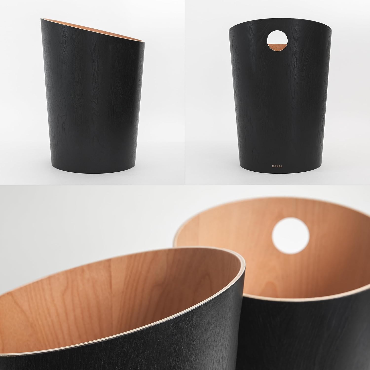 Kazai.® Cestino da Ufficio Design 'Bennet', Nero - immagine 4