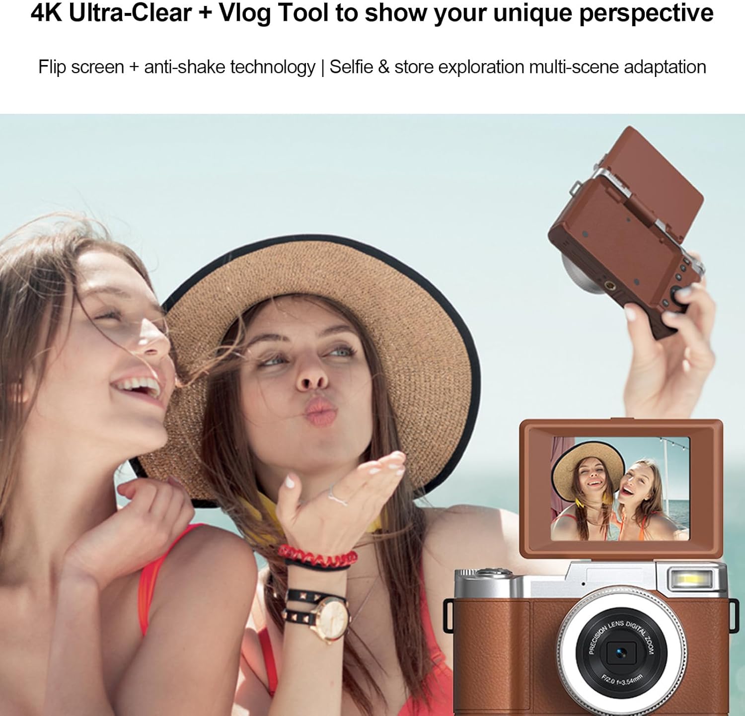 Andoer Fotocamera Digitale 4K 48MP Zoom 18X, Nera - immagine 4