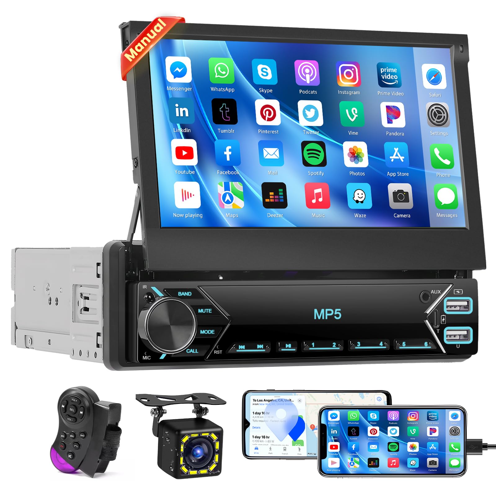 Hikity Autoradio 1 Din Bluetooth con Touchscreen 7"