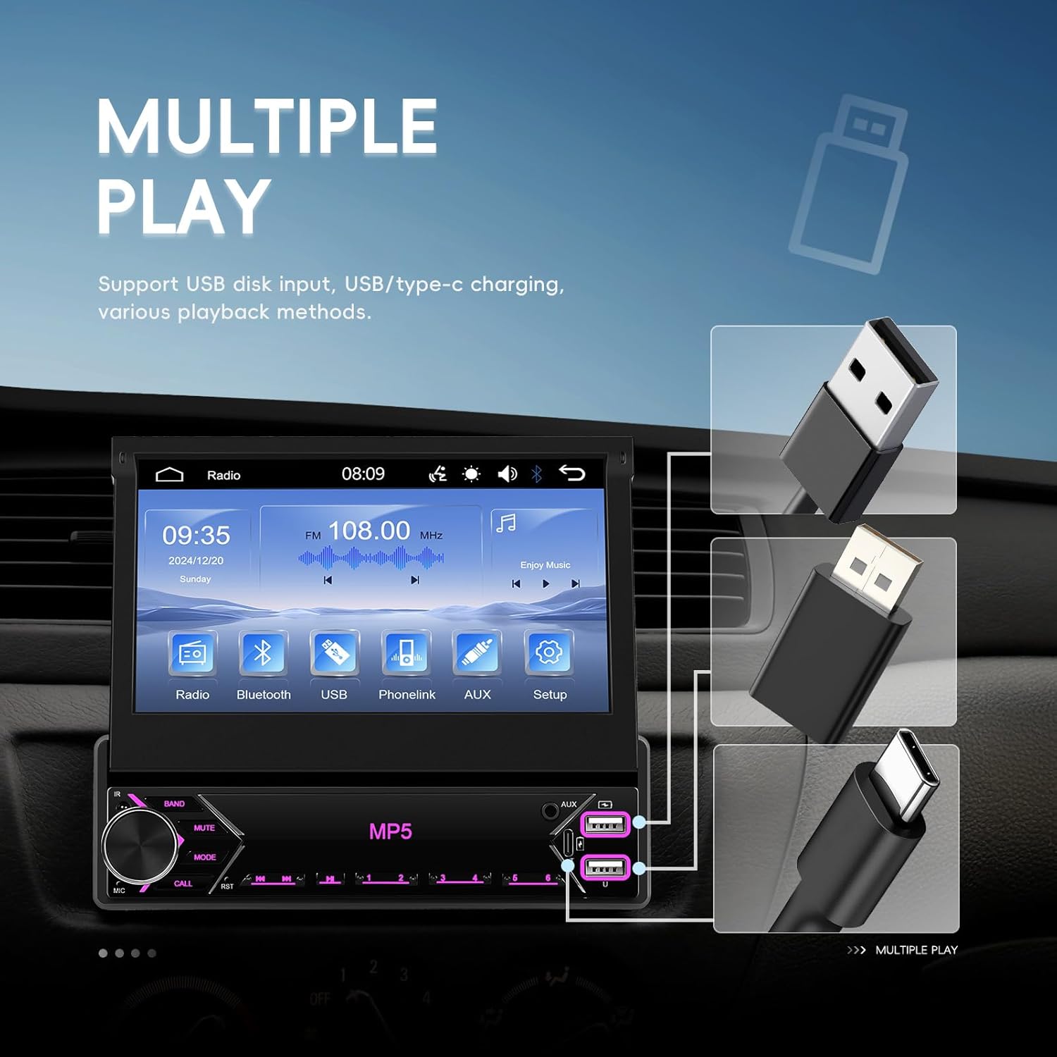 Hikity Autoradio 1 Din Bluetooth con Touchscreen 7" - immagine 8
