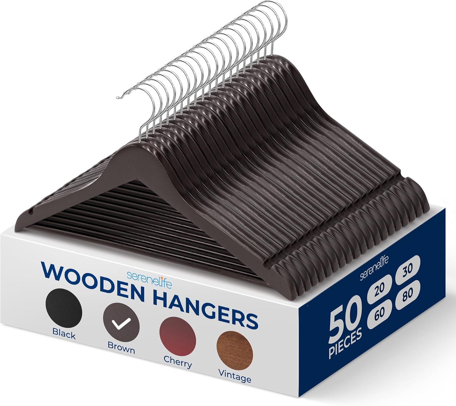 Set 50 Grucce in Legno Salvaspazio, Marrone - immagine 1