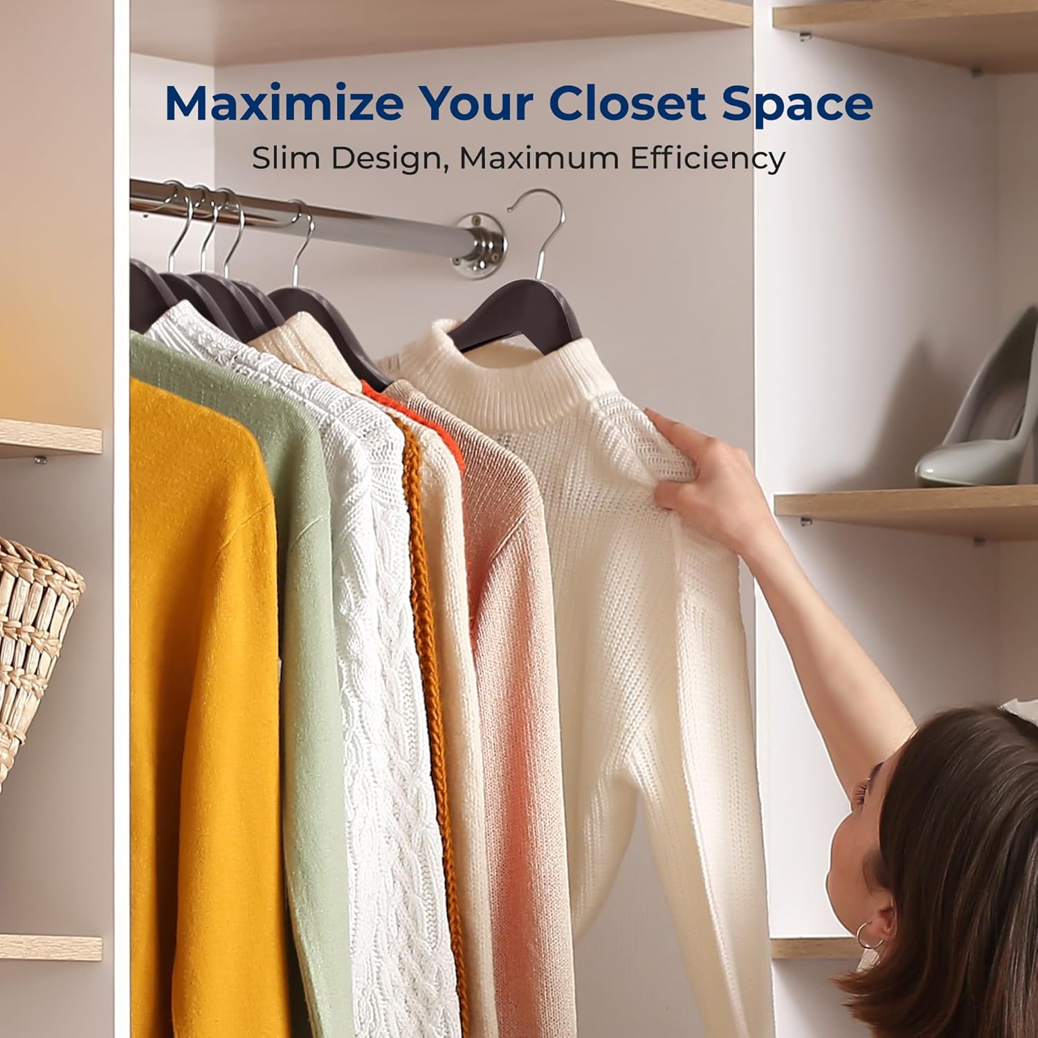 Set 50 Grucce in Legno Salvaspazio, Marrone - immagine 5