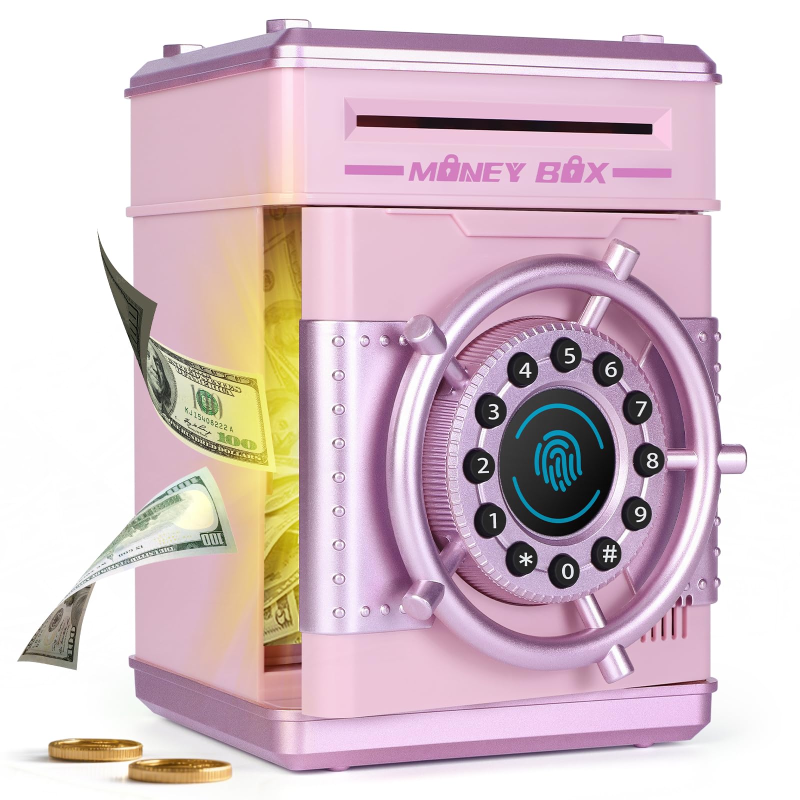 Salvadanaio Elettronico per Bambini con Codice, Rosa