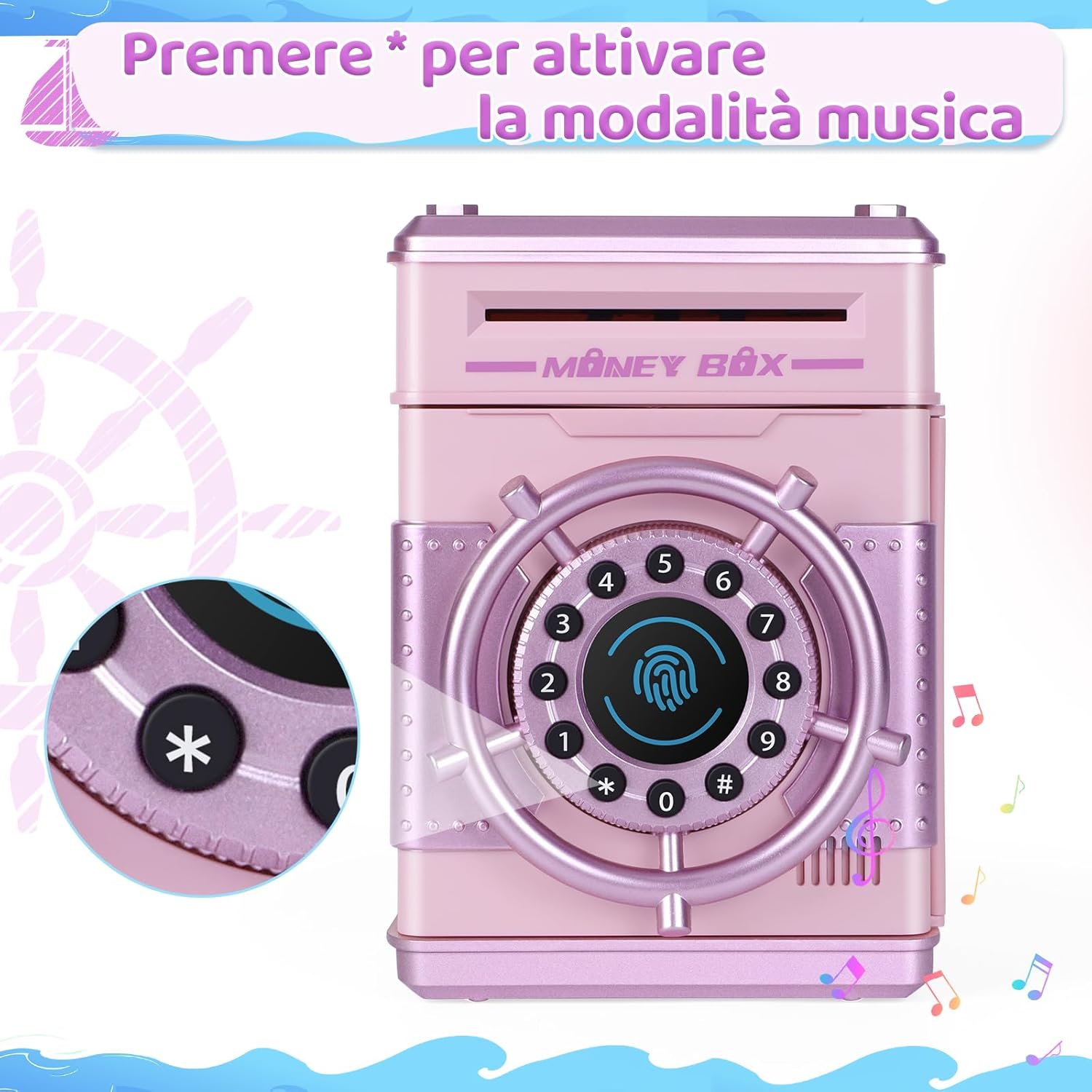 Salvadanaio Elettronico per Bambini con Codice, Rosa - immagine 4