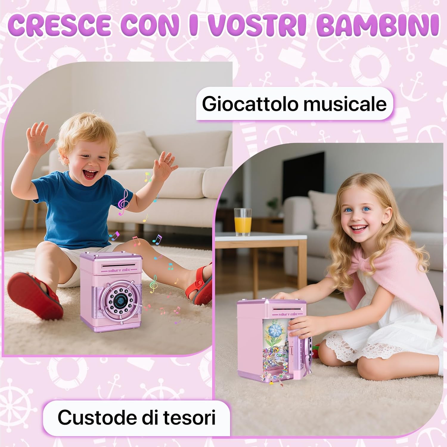 Salvadanaio Elettronico per Bambini con Codice, Rosa - immagine 6