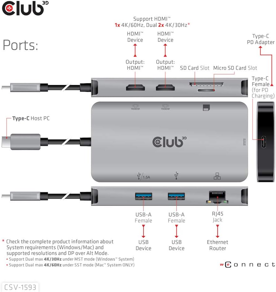 USB 3.2 GEN1 USB 3.2 Gen1 Tipo C Hub PD Charging - immagine 9