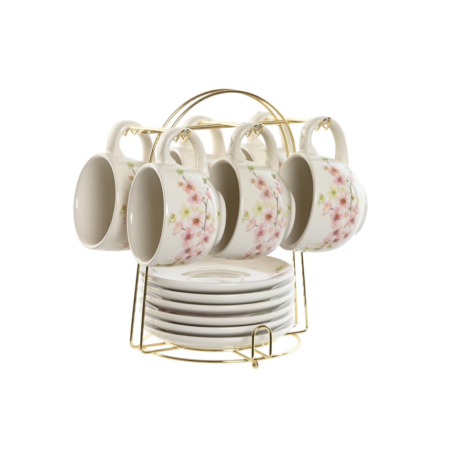 CAFE SET 6 DOLOMITE METAL 20X18X20 180 ML ALMENDRO