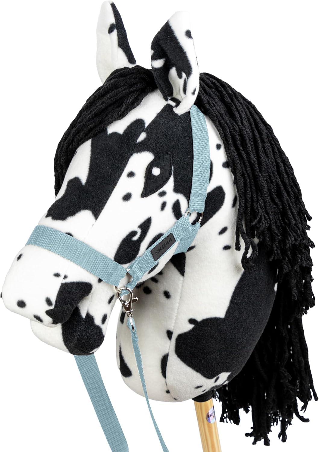 SKIPPI Set Hobby Horse Pezzato Nero con Cavezza Azzurra - immagine 3