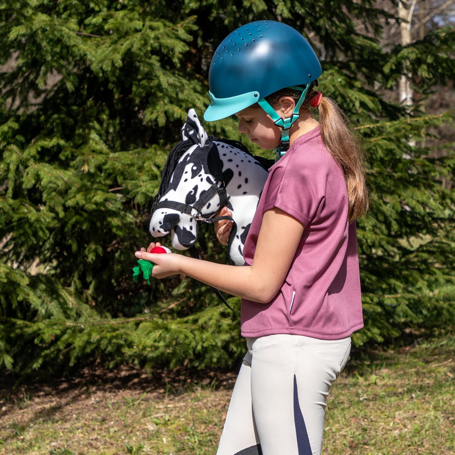 SKIPPI Set Hobby Horse Pezzato Nero con Cavezza Azzurra - immagine 5