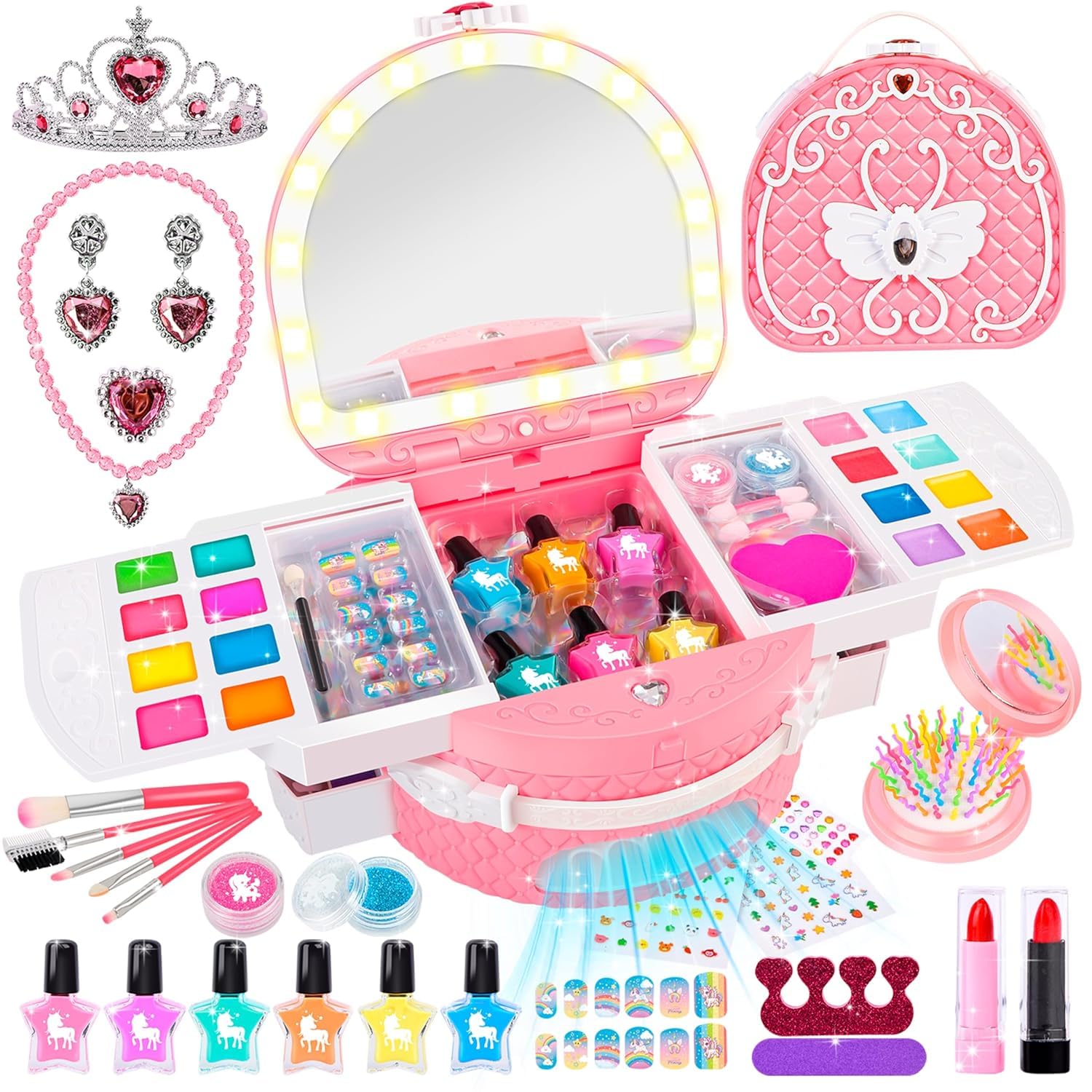 Herenear Kit Unghie Bambina 6-12 Anni, Rosa