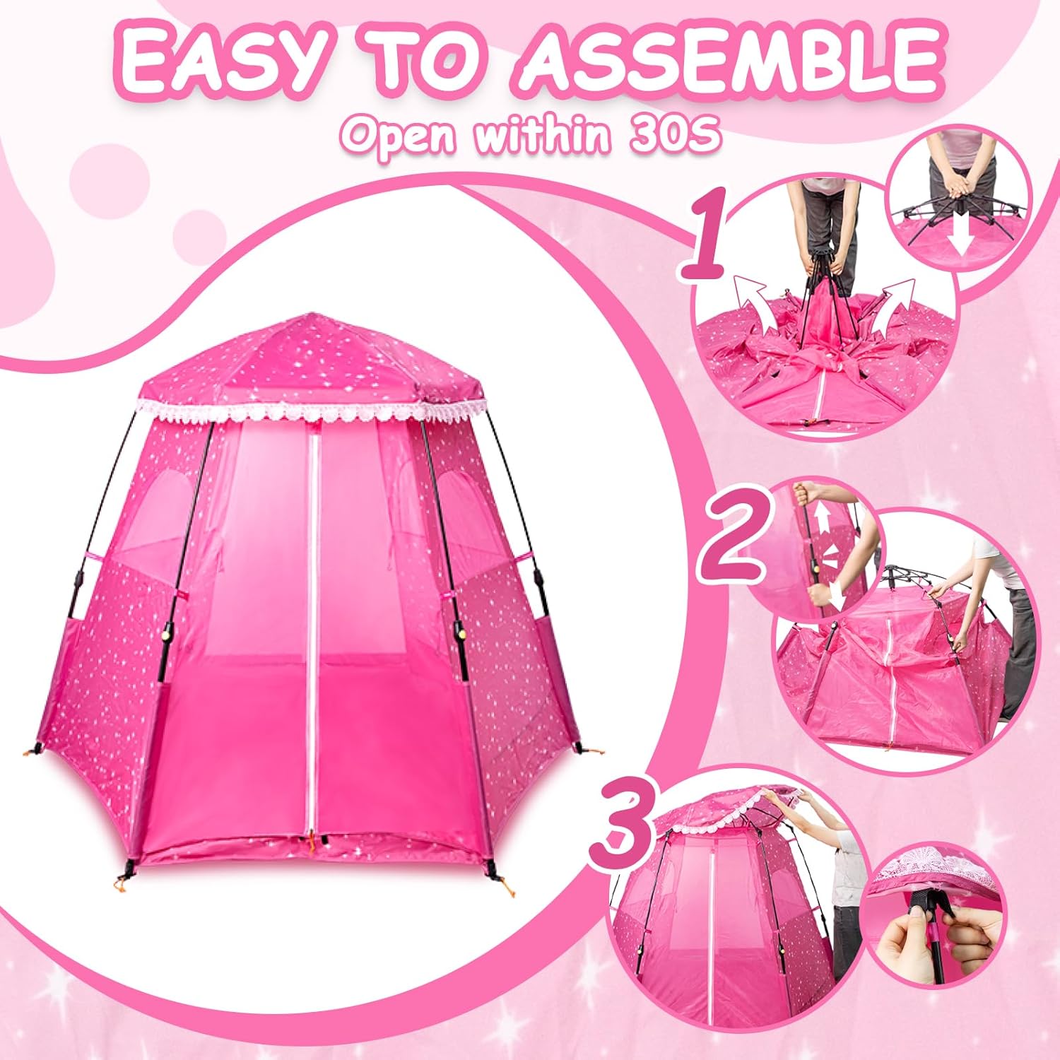 Funsland Tenda per Bambini Castello Principesse 200x170x135cm - immagine 4