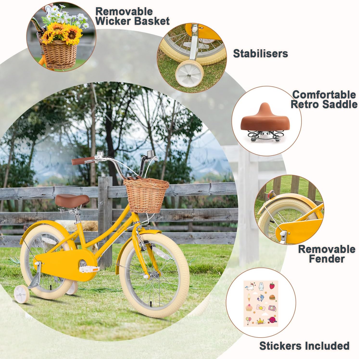 Glerc Bicicletta da Ragazza con Cestino 12-20 pollici - immagine 2