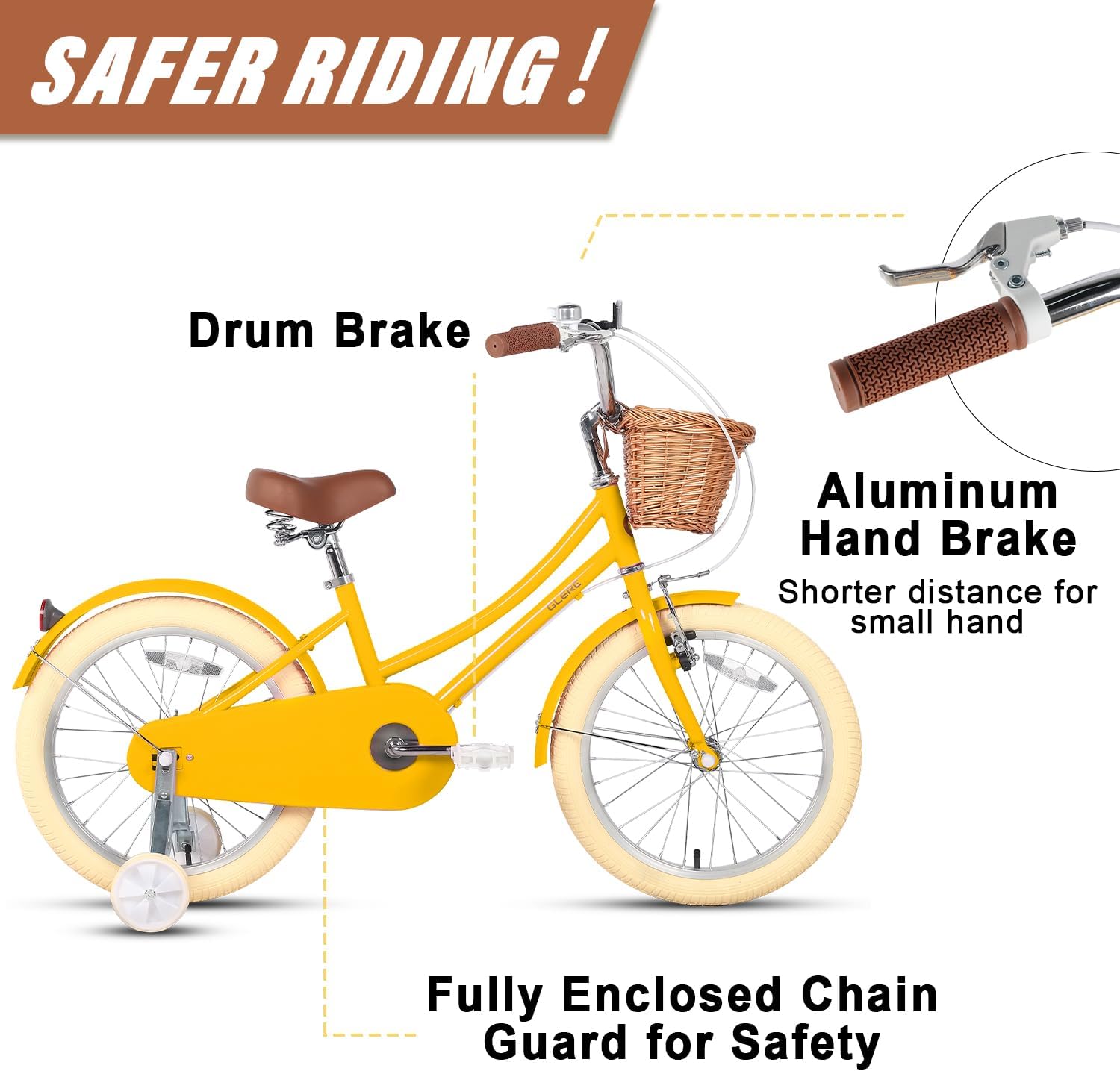 Glerc Bicicletta da Ragazza con Cestino 12-20 pollici - immagine 3