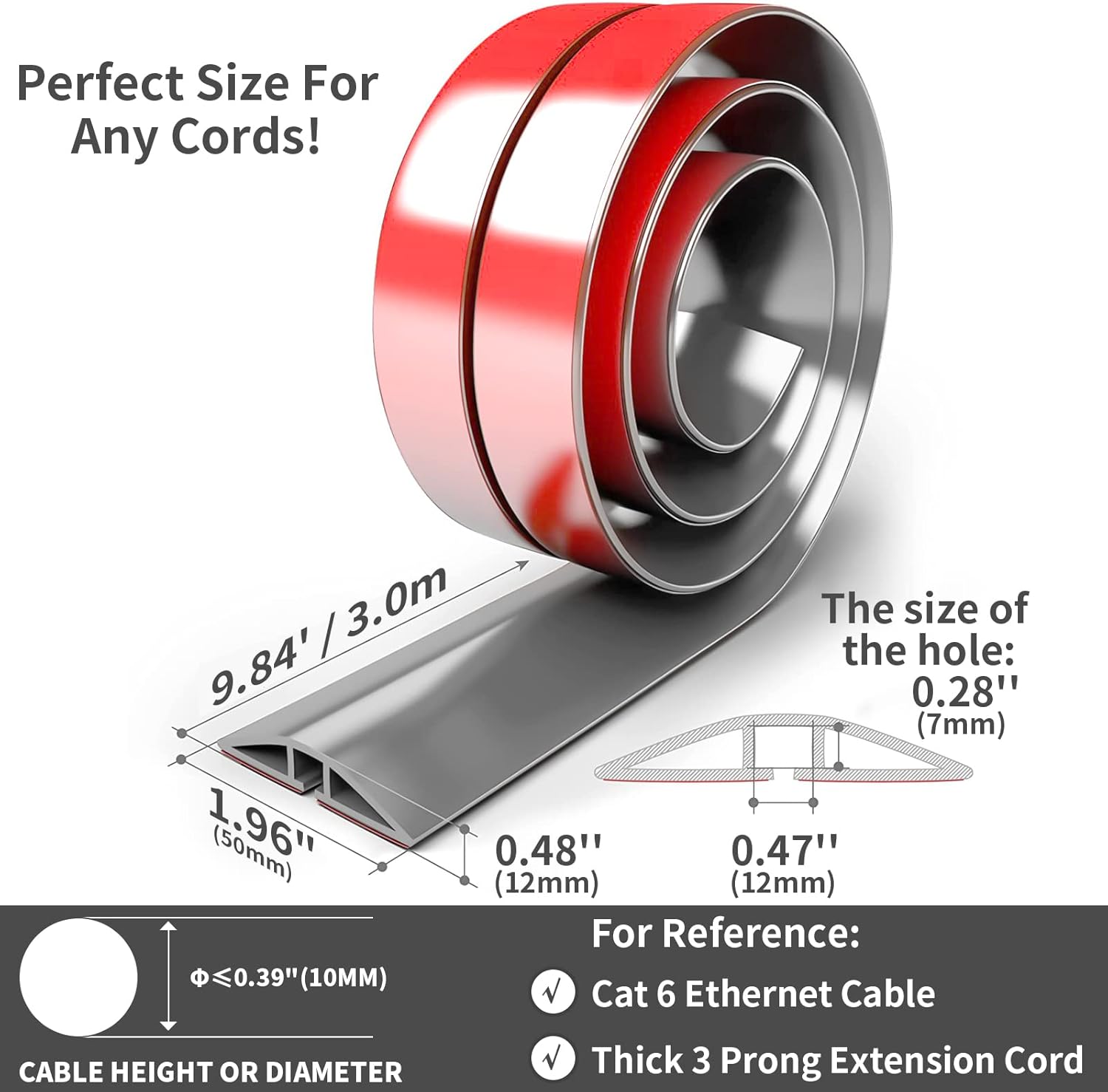 Protezioni per Cavi a Pavimento 8M x 5cm, Grigio - immagine 2