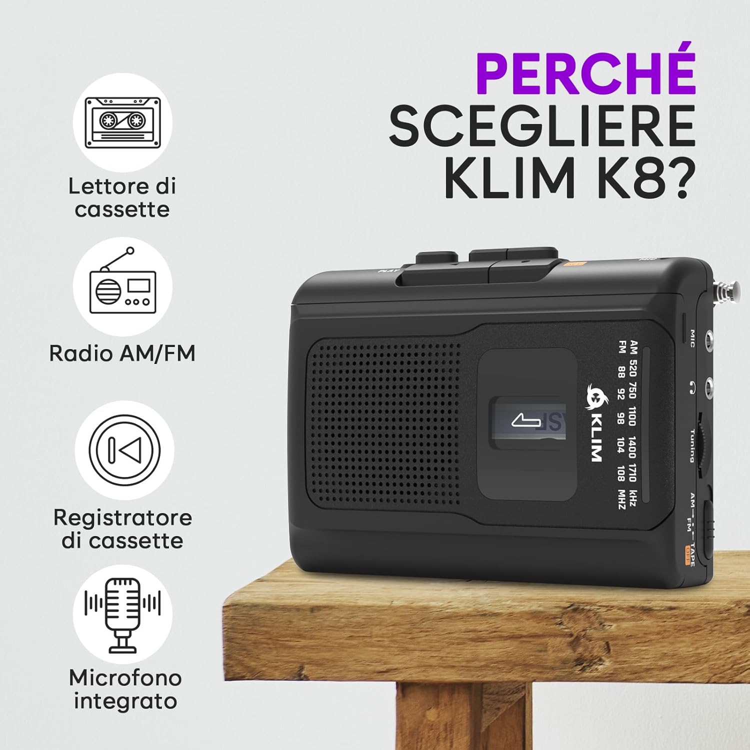 KLIM K8 - Lettore e Registratore Cassette Audio - immagine 2