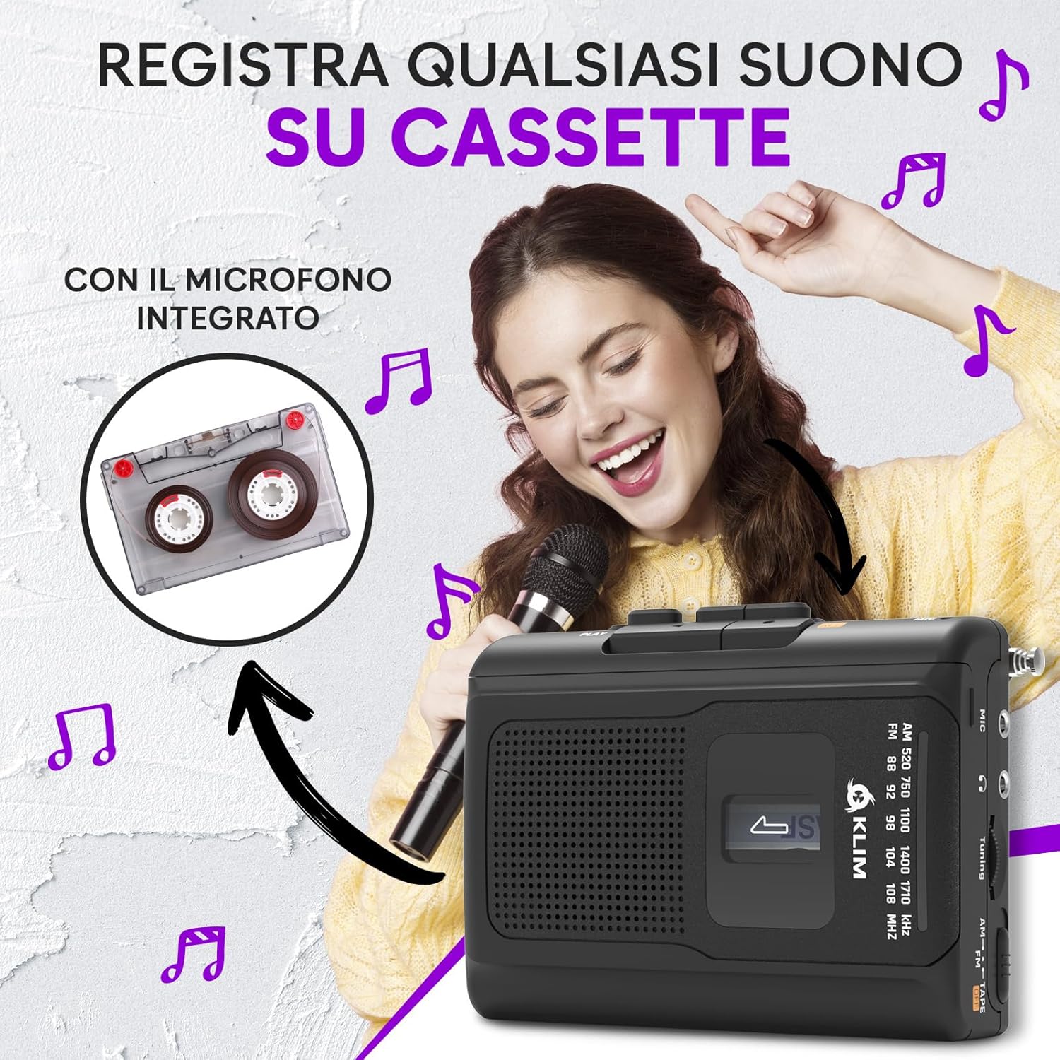 KLIM K8 - Lettore e Registratore Cassette Audio - immagine 4