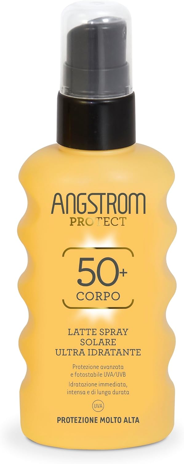 Angstrom Protect Latte Solare Spray Corpo SPF 50+, Azione Idratante e ...